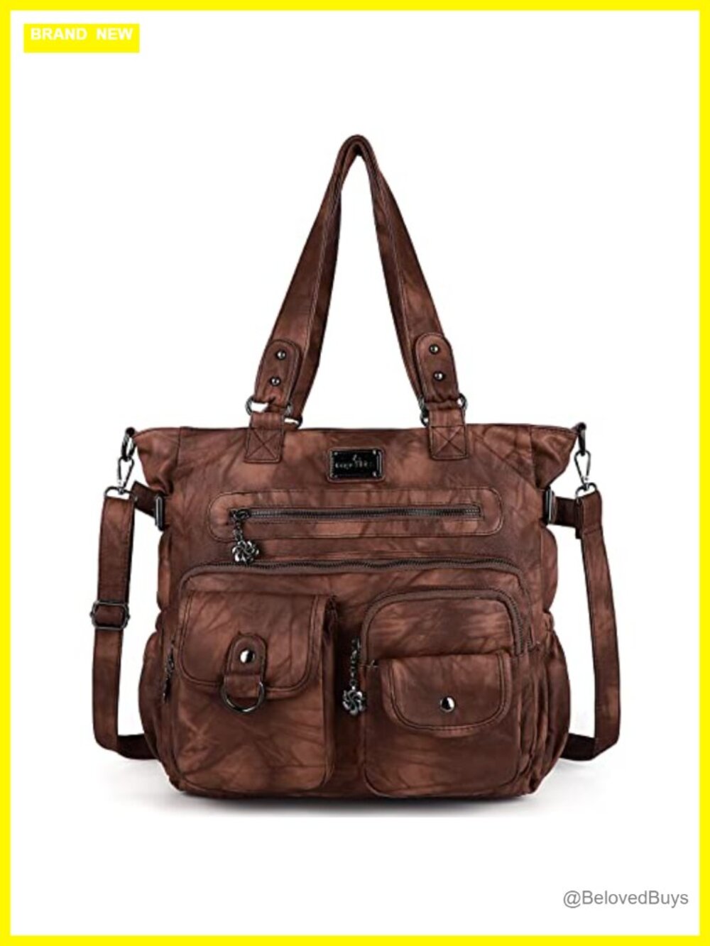 Washed PU Leather Hobo Bag Soft Satchel Shoulder Crossbody Tote